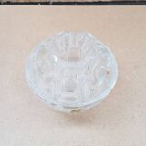 Pair old vase pique flowers molded glass made in france vintage