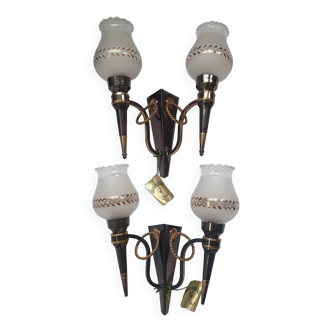 Pair of Empire style torch wall lights