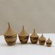 Set of 5 vintage tutsi rwanda rattan decorative lidded pots 1970s