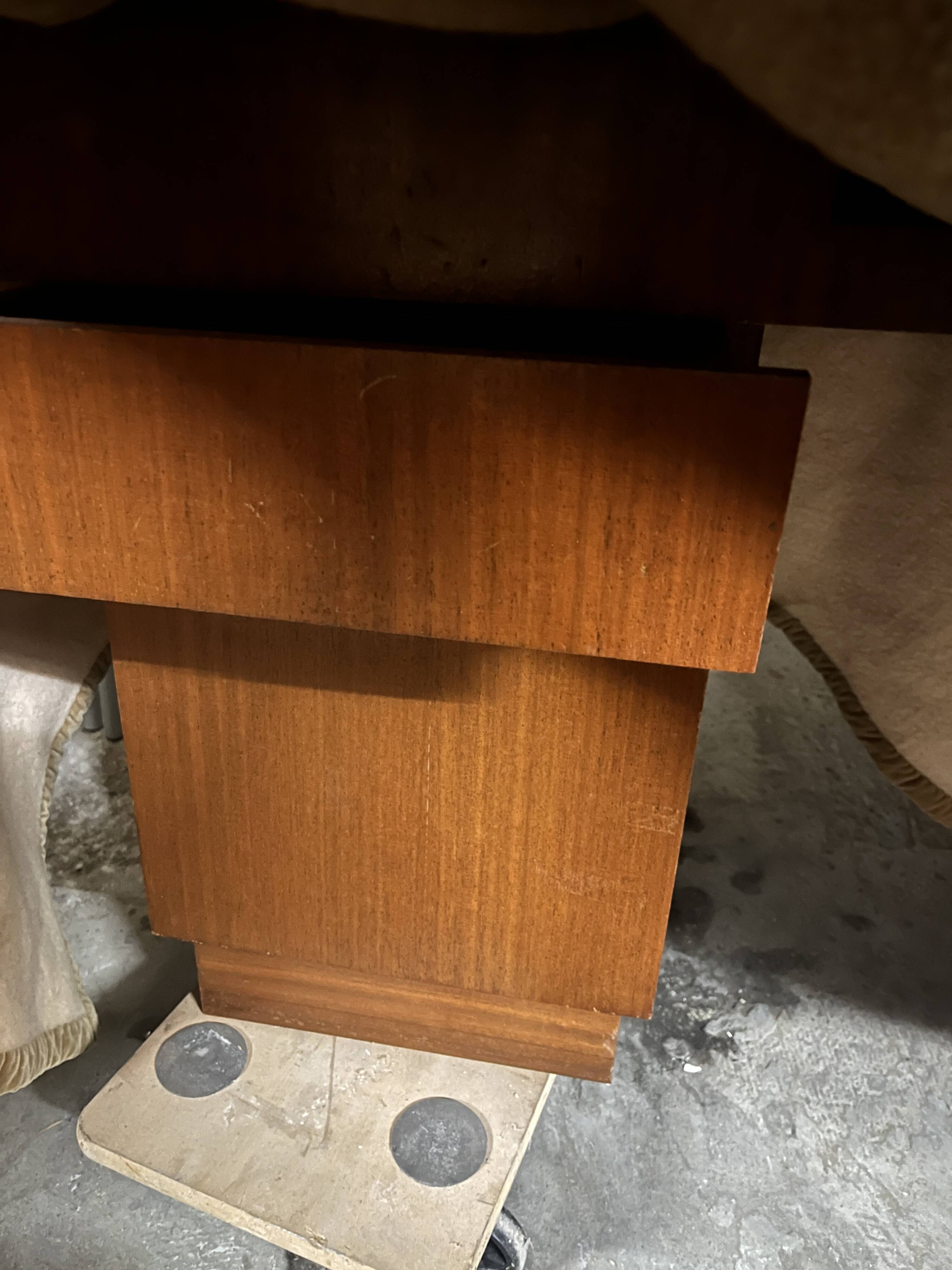 Warm Brown Solid Wood Vintage Modern Writing Desk with Hidden Storage, 140×50×68 cm