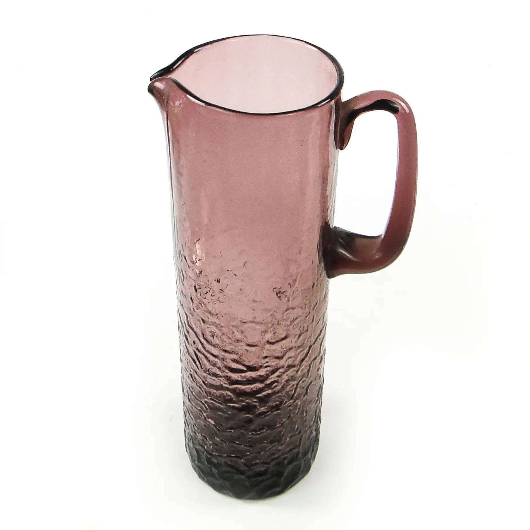 Water jug, modernism, amethyst glass, designed by W. Sarnecki, Poland, 1970s