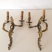 Pair of bronze wall appliques, Louis XV, signed RR