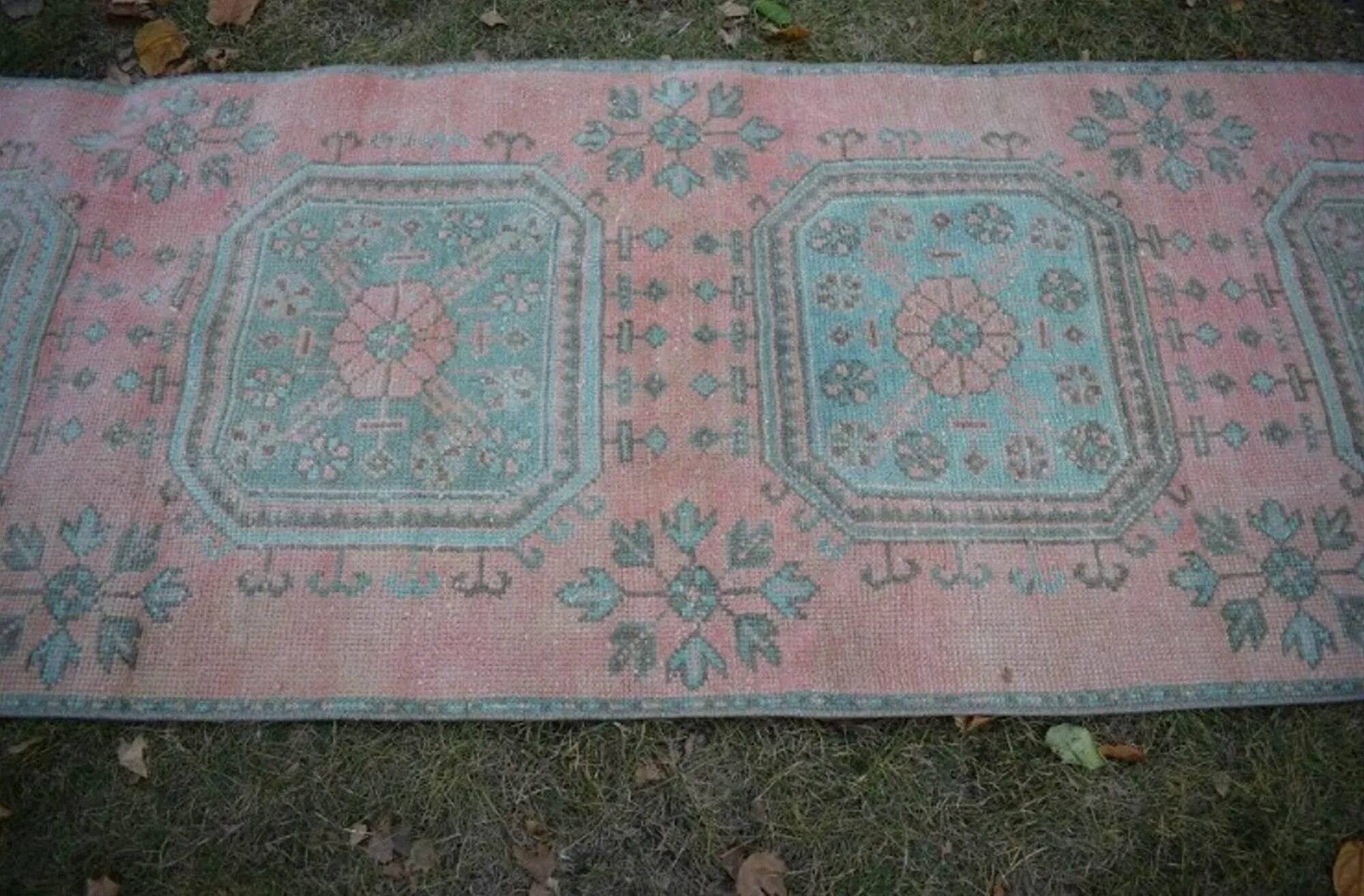 Vintage Turkish hallway rug 85x656 cm