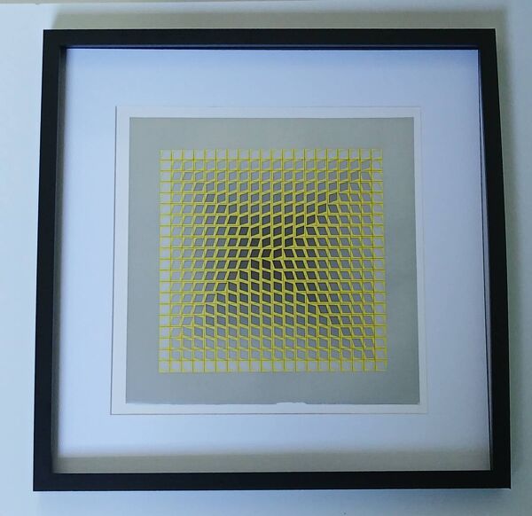 Tableau Vintage Art Optique - Victor Vasarely  CTA-102- Cadre 40x40cm