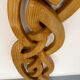 Twisted solid wood sculpture, vintage 1970s design.