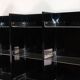 Vintage Space Age bookshelf in black and clear plexiglass – 1970