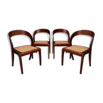 Lot de 4 chaises gondoles cannées