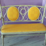 Lacquered curved wooden bench