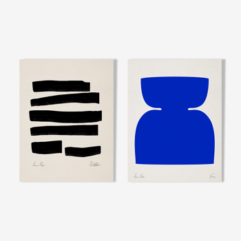 Pair of giclee prints, abstract wall art set of two, 50x70cm