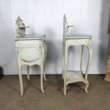 Louis XV white rock bedside pair