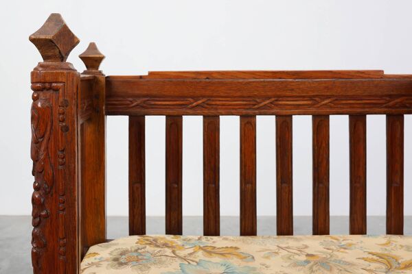 Banc en chêne Arts & Crafts, Belgique vers 1915