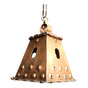 lustre en cuivre brutaliste,