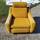 Armchair of the 70s velvet base sleigh in solid mahogany