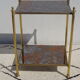 Pair of bedside tables in gilded brass and glass, midcentury