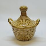 Bouteille Mini Dame Jeanne En Céramique Tressée Barbotine Majolique Vintage