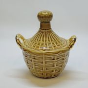 Bouteille Mini Dame Jeanne En Céramique Tressée Barbotine Majolique Vintage