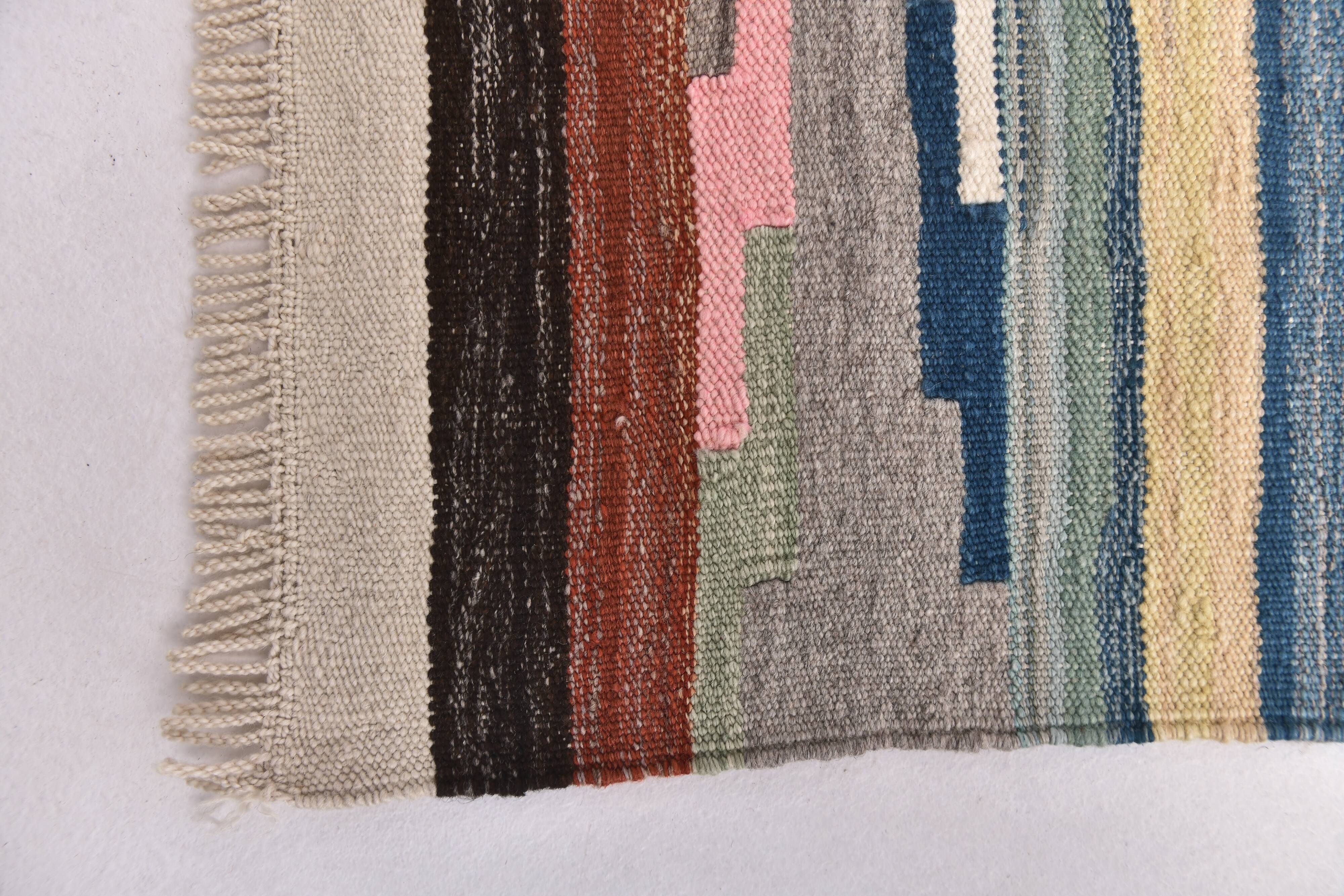 Large Woll Kilim Rug, Red Vintage Turkish kilim carpet 260x360 cm