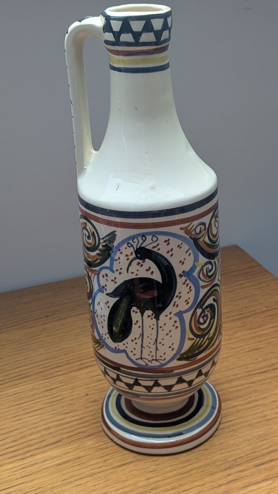 large jug from Vallauris, signed, hand-painted