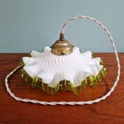 Art Deco suspension in white opaline with a scalloped design, 1920-30.