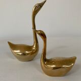 Pair of brass swans