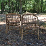 Pair of adult rattan basket armchair