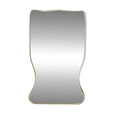 Miroir en laiton doré dans le style de Gio Ponti et des années 1980.