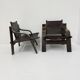 Ensemble de 2 fauteuils en cuir brutalistes, années 1970.