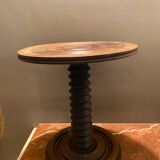 oak pedestal table, press screw model