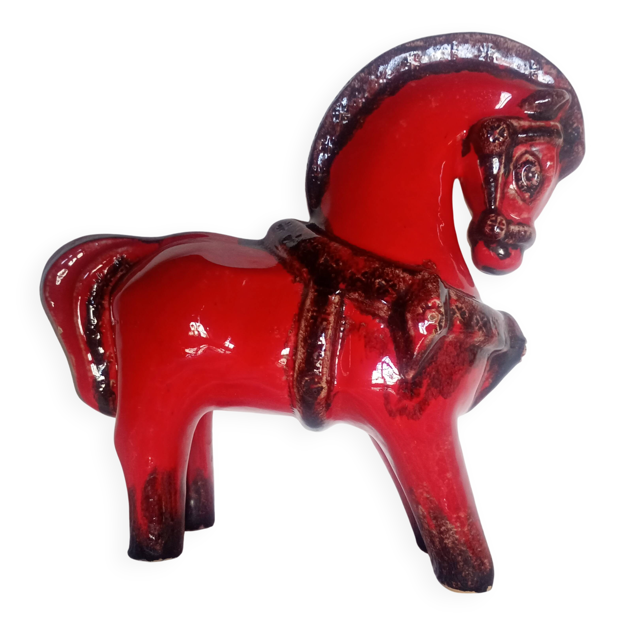 Bitossi - Aldo Londi - Red Roman Horse - glazed ceramic