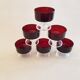6 Swedish Luminarc glass cut-by-foot vintage red color