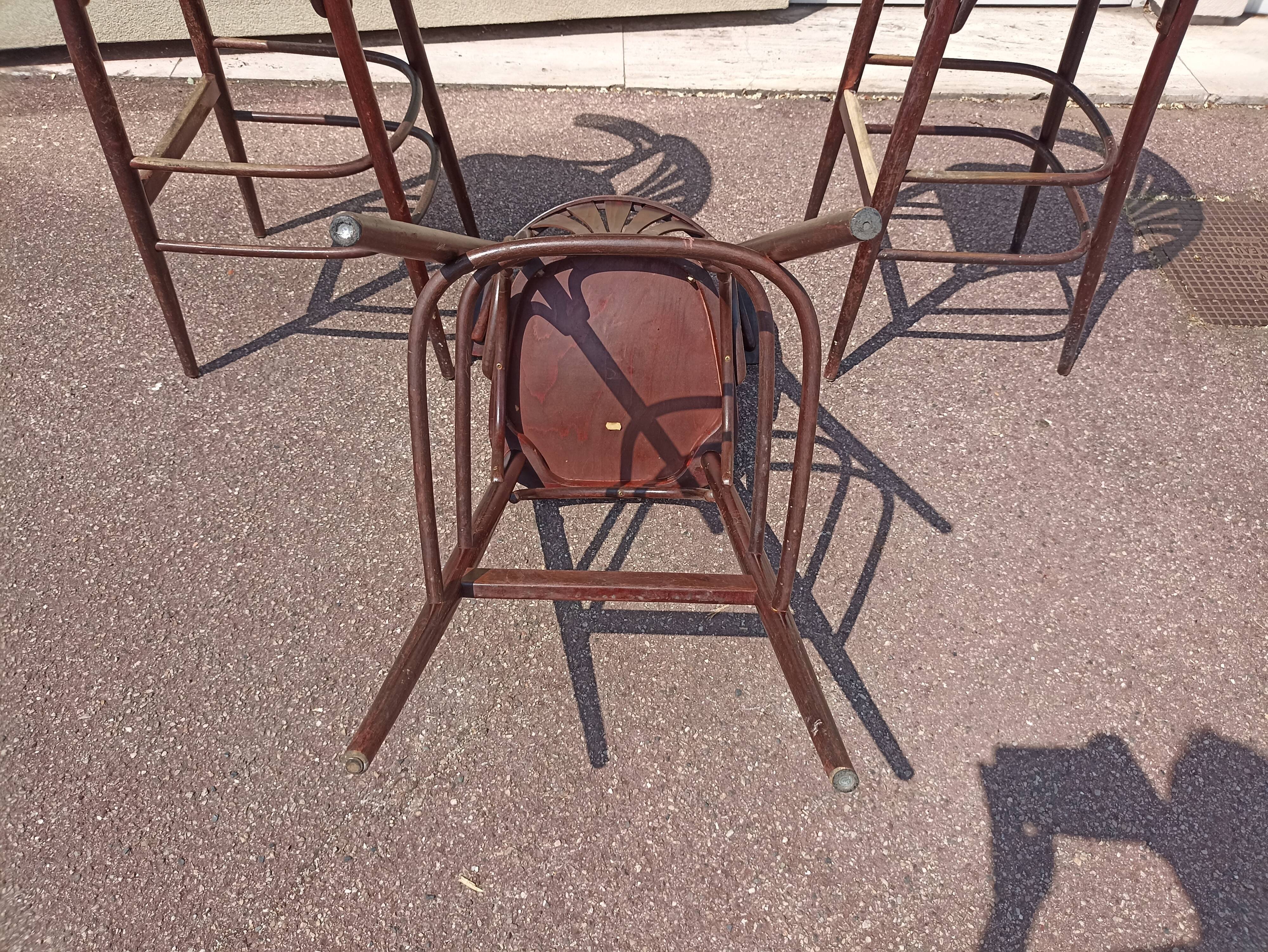 Lot de 3 tabouret de bar bistrot - bois - vintage