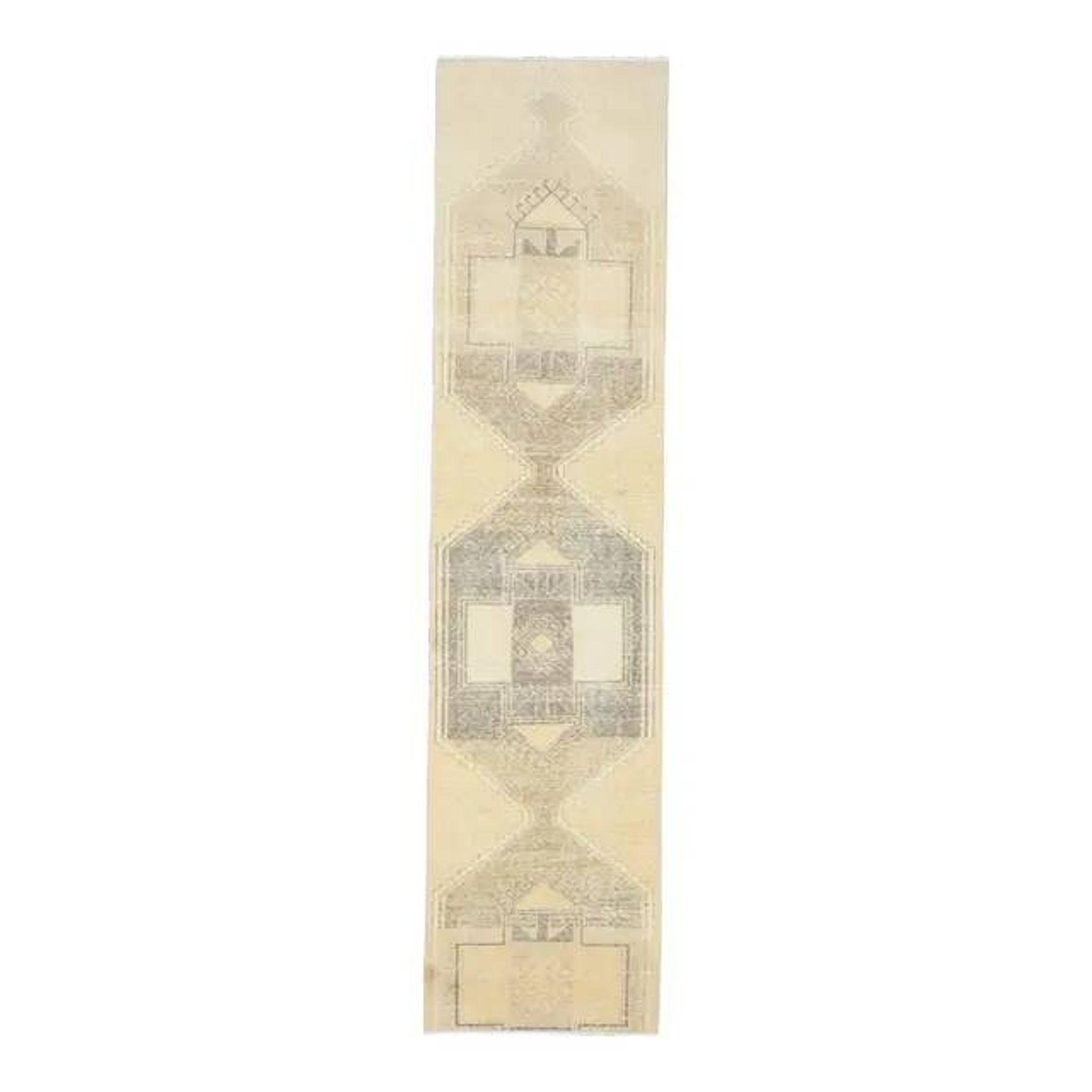 1970s Vintage Turkish Hand-Knotted Wool Cotton Orange Runner Rug 75x322