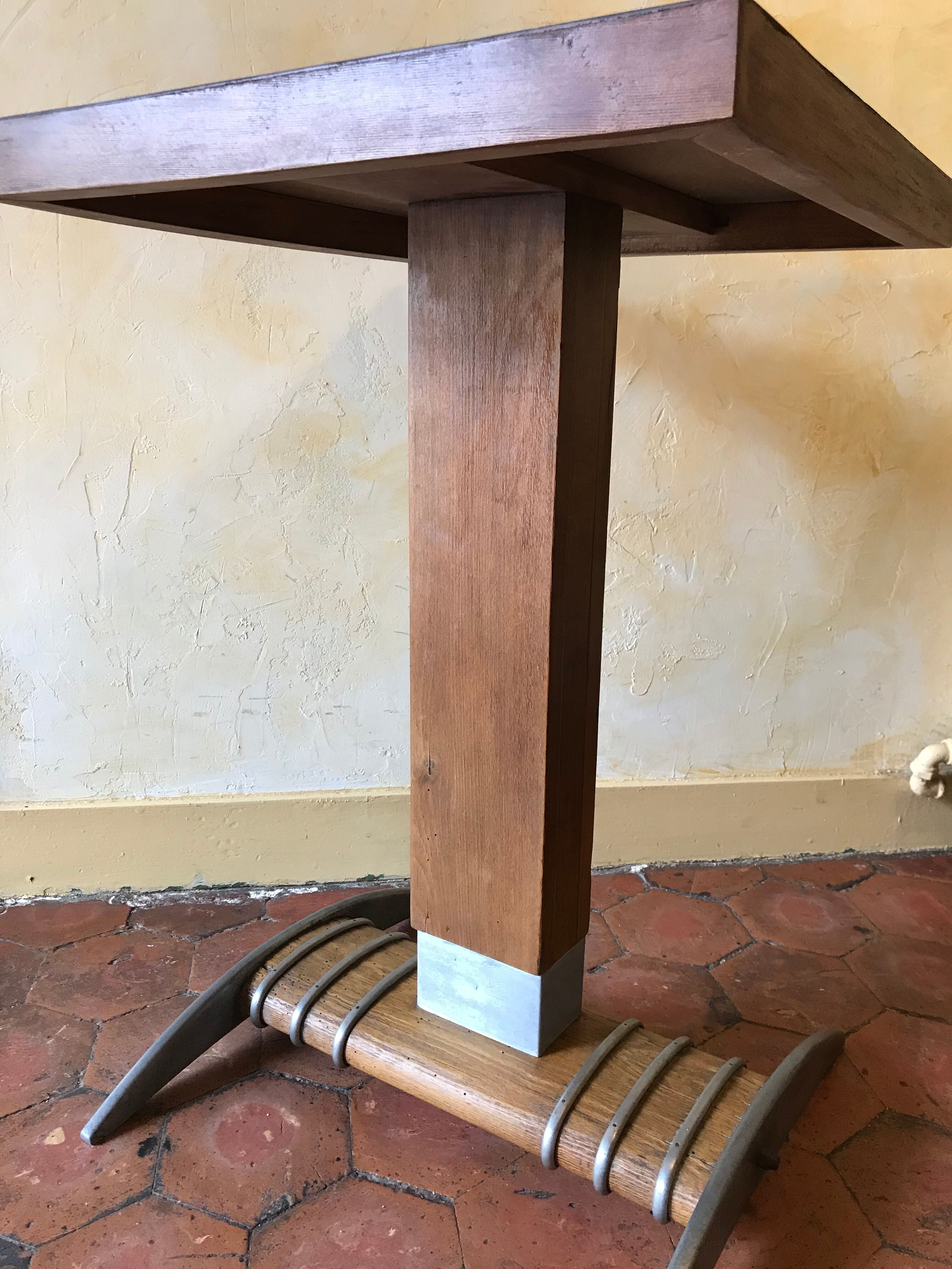 Old vintage wooden metal bistro table 40/50