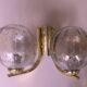 Mid century pair of brass and glass double wall lights, 1970s