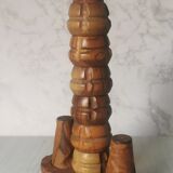 Carved wood shells salt and pepper shaker