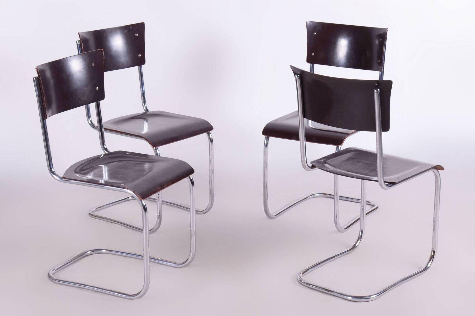 Set of 4 Restored Bauhaus Chairs, Mart Stam, Robert Slezak, Czechia, 1930s