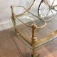 Neo classical style table in silver and gold metal and glass