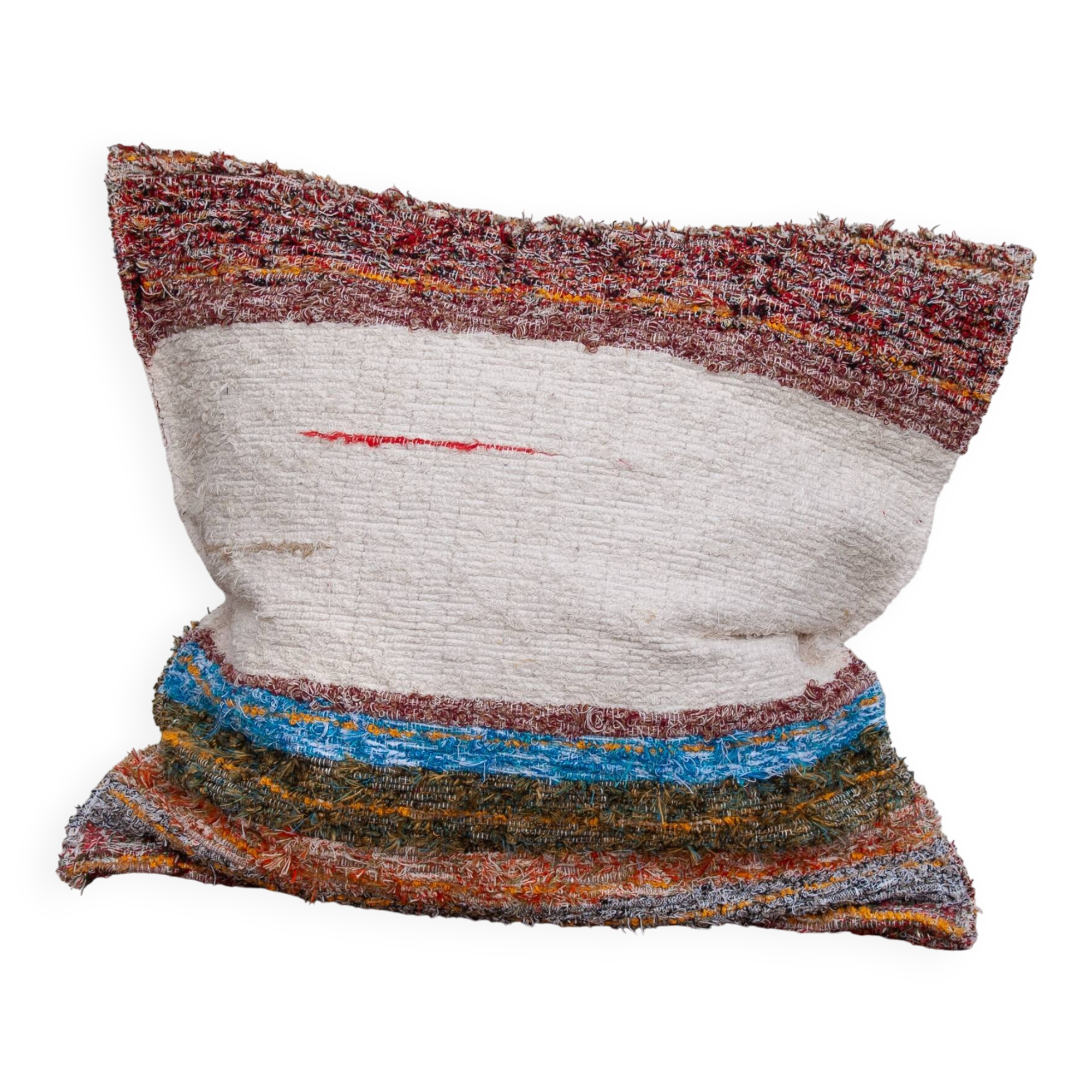 Hand-woven handmade cushion cover made from recycled cotton