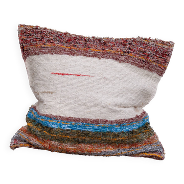 Housse de coussin artisanale en coton recyclé tissé main