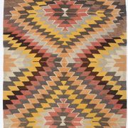 5x8 Orange & Brown Tribal Vintage Kilim Rug, 149x253Cm