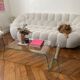 Vintage coffee table in curved corrugated tempered glass minimalist design