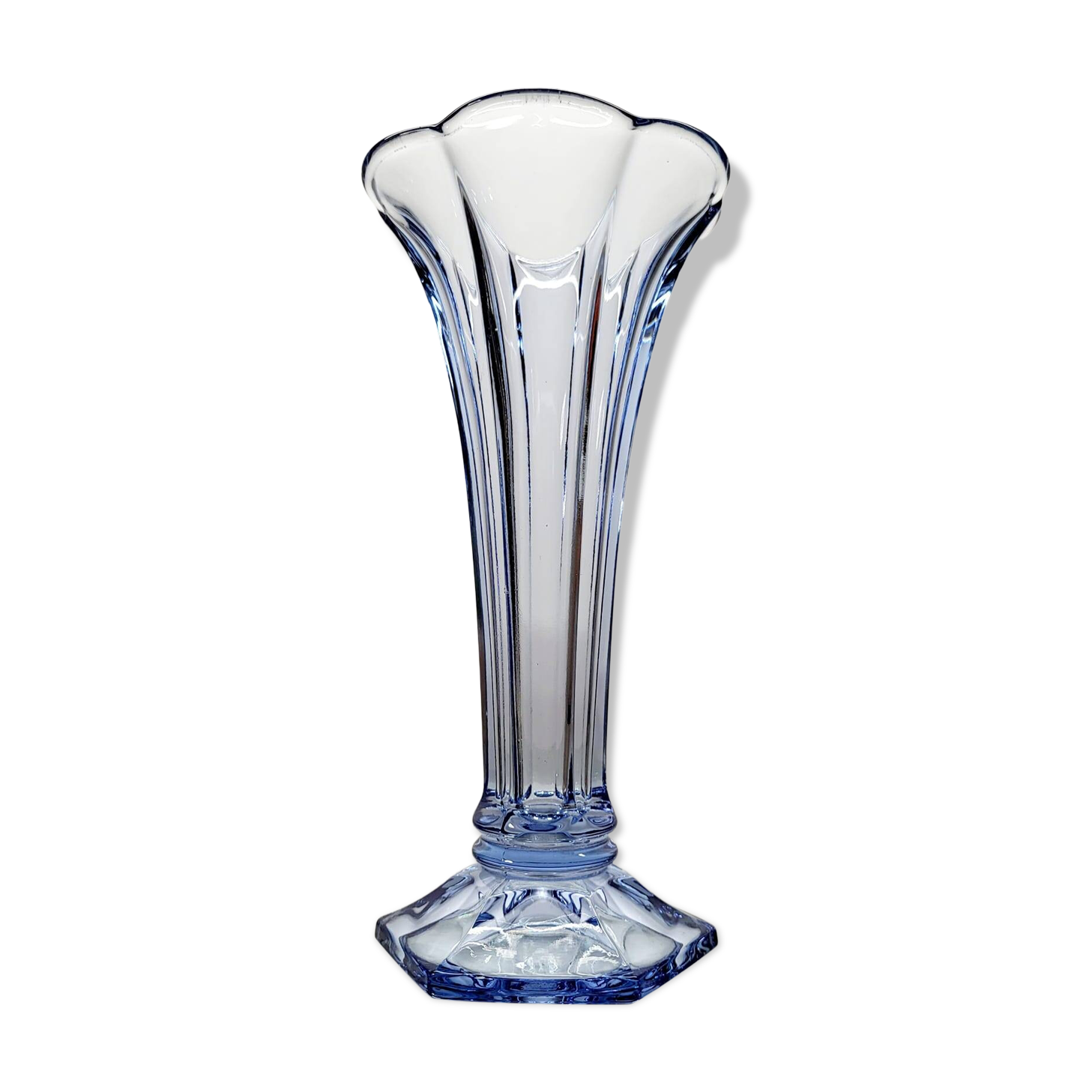 Val Saint Lambert Art deco vaas, serie Luxval model Américain M licht blauw