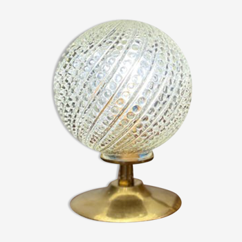 Lampe globe en verre perlé