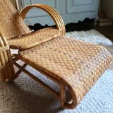 Vintage rattan chaise longue