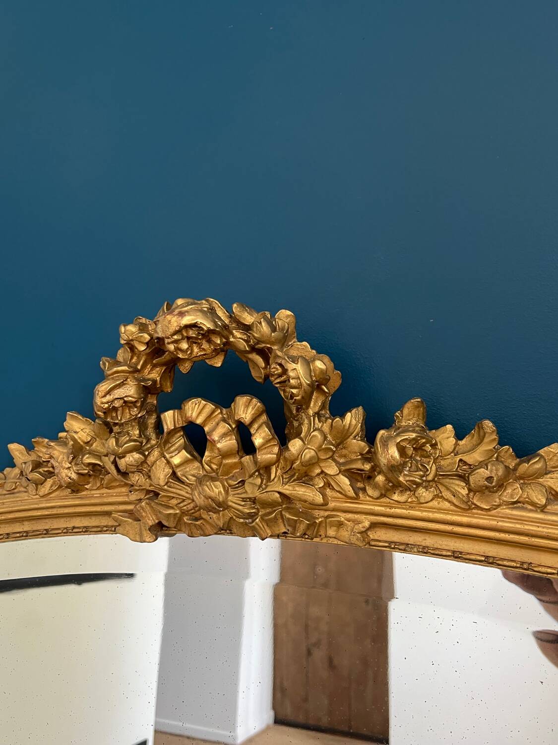 Antique mirror with pediments 138cm beveled glass