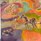 Naive painting: shepherd with sheep, oil on canvas signed