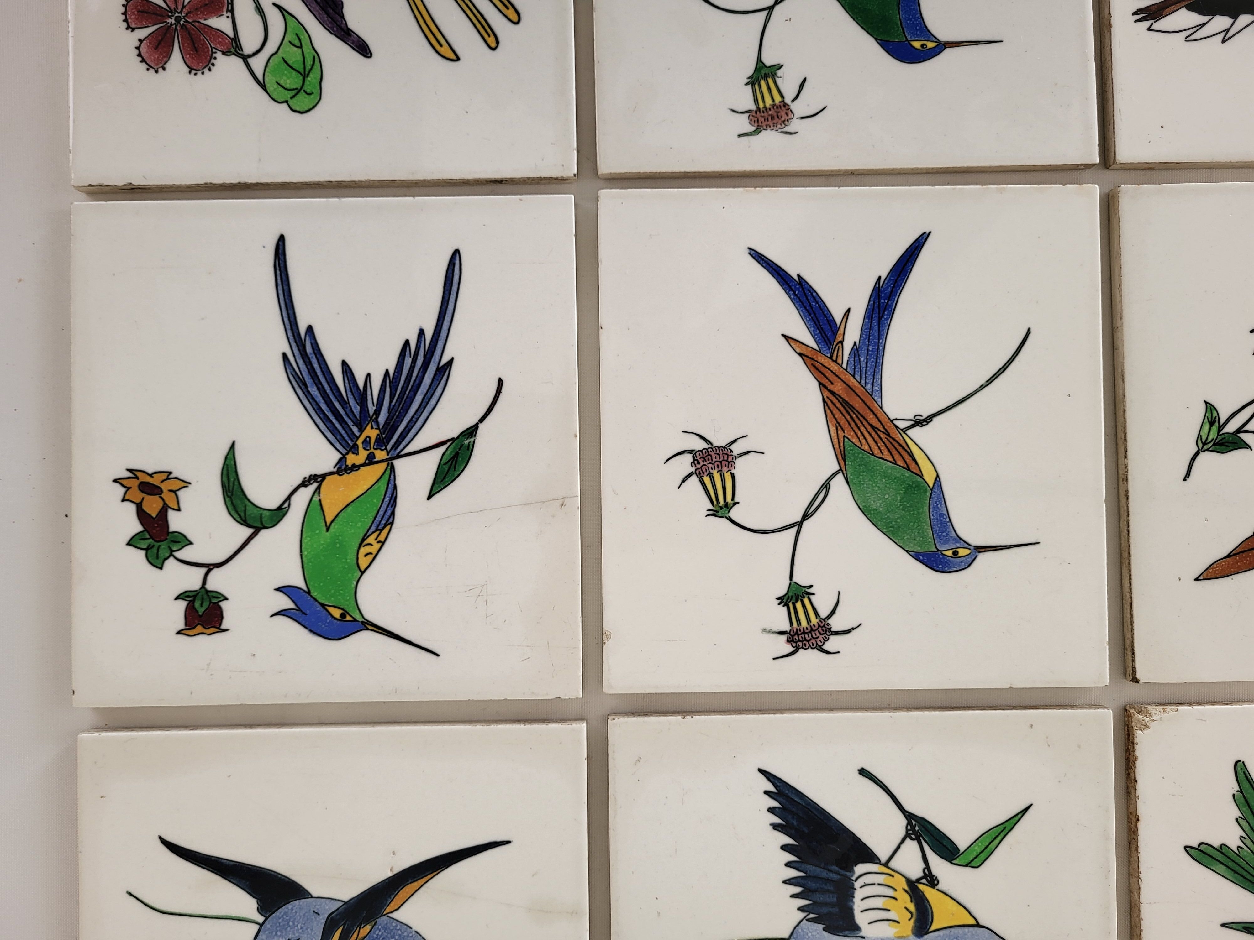 9 tiles tiles tiled earthenware from Gien birds
