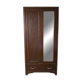 Rustic handcrafted wooden wardrobe with mirror