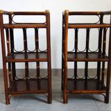 Set of 2 rattan side tables / bedside tables from the 60s