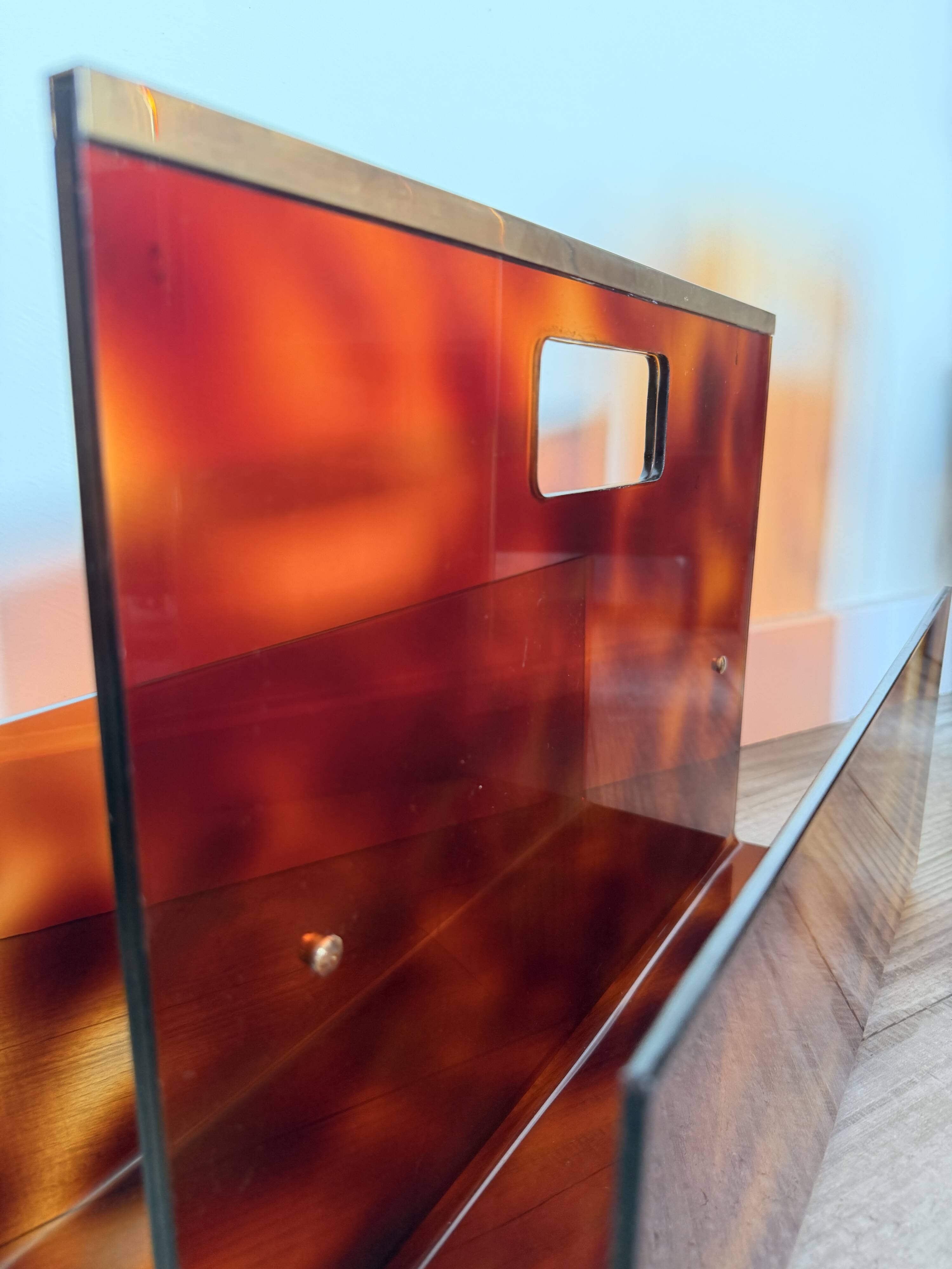 Duo Magazine Rack & Umbrella Stand "Tortoiseshell", Michel Dumas Style